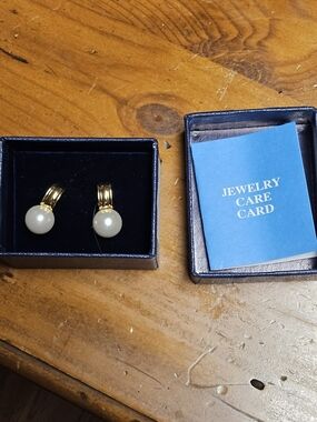 Marvella Gold Plated Faux Pearl  Pierced Earring